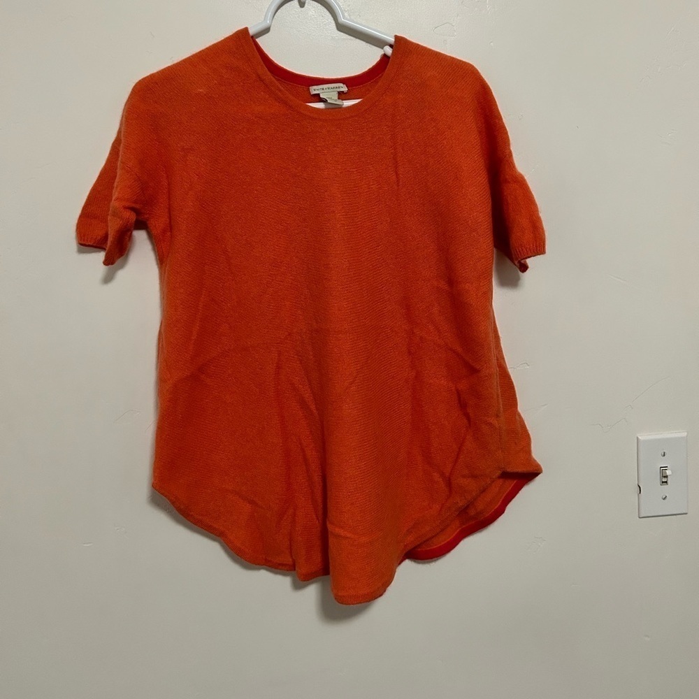White + Warren cashmere t shirt sleeve‎ coral shirt size small